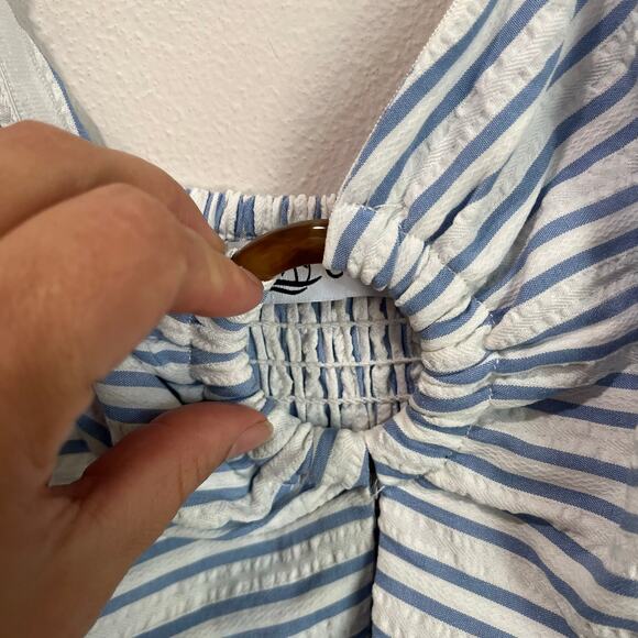 Cupshe Blue White Striped Romper Summer Coastal Casual Medium - Picture 6 of 14